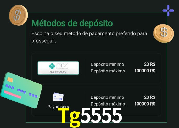 O cassino Tg5555 oferece uma grande variedade de métodos de pagamento